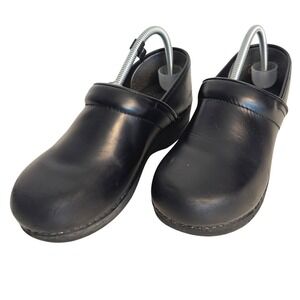 Dansko Professional Black Leather Clogs Women Comfort Work Nursing Shoe Sz 39